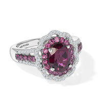 D''Joy Orissa Rhodolite Garnet, White Zircon Ring in Rhodium Over Sterling Silver (Size 7.0) 3.50 ctw