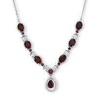 EverTrue Mozambique Garnet and White Zircon 7.55 ctw Necklace in Platinum Bond 20 Inches