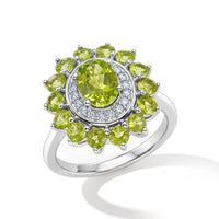 EverTrue Hebei Peridot, White Zircon Ring in Platinum Bond (Size 6.0) 3.30 ctw
