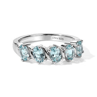 D''Joy Blue Apatite Ring in Rhodium Over Sterling Silver (Size 6.0) 1.30 ctw