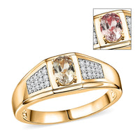 D'Joy AAA Turkizite and Moissanite 1.20 ctw Men's Ring in 18K Vermeil Yellow Gold Over Sterling Silver