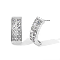 EverTrue Simulated Diamond J Hoop Earrings in PlatinumBond