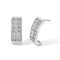 EverTrue Simulated Diamond J Hoop Earrings in PlatinumBond