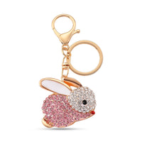 Multi Color Crystal Bunny Keychain in Goldtone