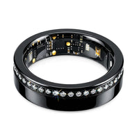 Livmore Moissanite 0.10 ctw Multifunctional V1 Smart Ring in ION Plated Black Stainless Steel (Size 10.0)