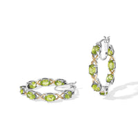 Hebei Peridot Hoop Earrings in 18K YG Plated and Platinum Bond 6.50 ctw
