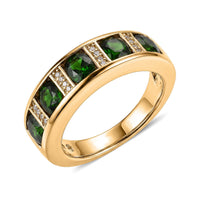 EverTrue Chrome Diopside, White Zircon Ring in 18K YG Plated (Size 6.0) 2.25 ctw