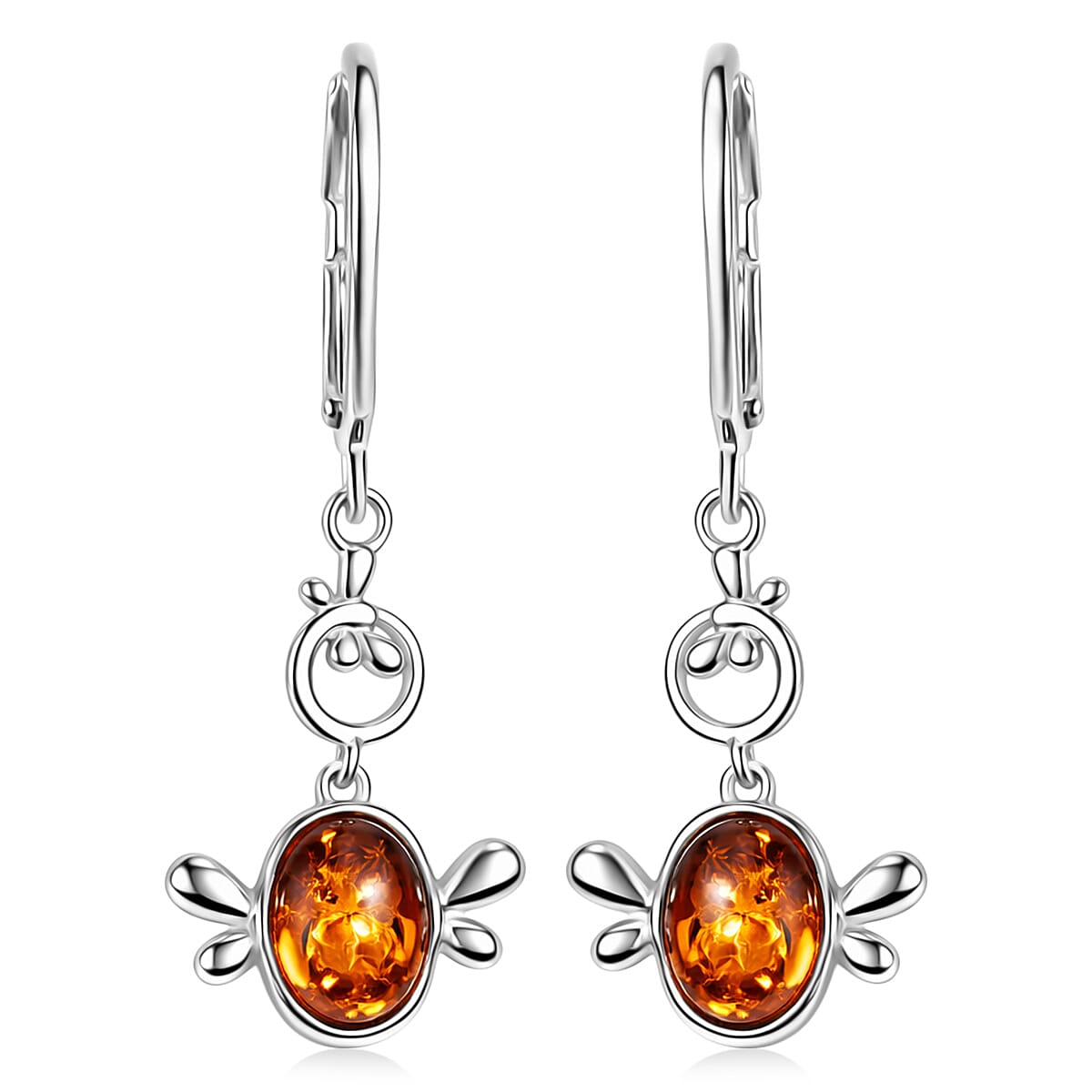 Baltic Amber Earrings in Sterling Silver