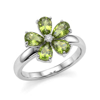 EverTrue Hebei Peridot, White Zircon Ring in 18K YG Plated (Size 6.0) 2.15 ctw