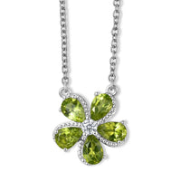 EverTrue Hebei Peridot and White Zircon 2.50 ctw Necklace (18 Inches) in Platinum Bond and Stainless Steel