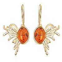 Baltic Amber Earrings in 14K YG Over Sterling Silver