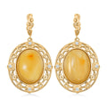 Baltic Butterscotch Amber, Simulated Diamond 0.80 ctw Earrings in 14K YG Over Sterling Silver - Sticky add to cart bar
