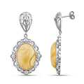 Butterscotch Amber and Simulated Diamond Drop Earrings in Sterling Silver - Sticky add to cart bar