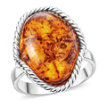 Baltic Amber Open Wrap Ring in Sterling Silver (Adjustable) - Sticky add to cart bar