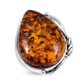Baltic Honey Amber Open Wrap Ring in Sterling Silver (Adjustable) - Sticky add to cart bar