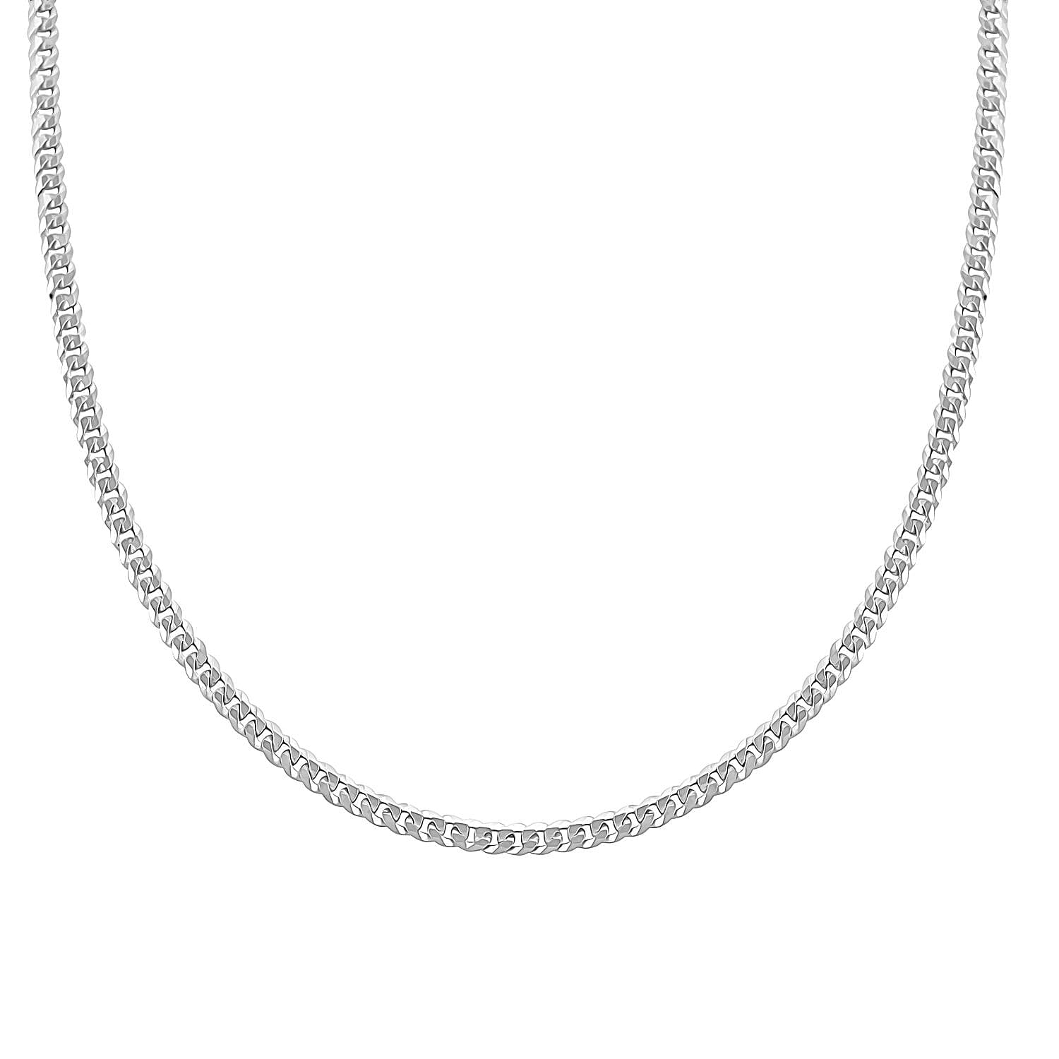Italian Flat Curb Chain Necklace in Sterling Silver 4.95 Grams (20 Inches)