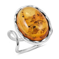 Honey Amber Open Ring in Sterling Silver (Adjustable) - Sticky add to cart bar
