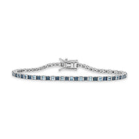 D'Joy Natural Green Diamond Classic Tennis Bracelet in Rhodium Over Sterling Silver (7.25 In) 1.00 ctw
