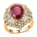 GP Italian Garden Collection Premium Niassa Ruby (FF), White Zircon Ring in 18K Vermeil YG Over Sterling Silver (Size 10.0) 6.90 ctw - Sticky add to cart bar