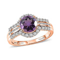 D'Joy Premium African Amethyst, White Zircon Ring in 18K Vermeil RG Over Sterling Silver (Size 10.0) 3.10 ctw - Sticky add to cart bar