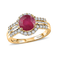 D'Joy Premium African Amethyst, White Zircon Ring in 18K Vermeil RG Over Sterling Silver (Size 10.0) 3.10 ctw