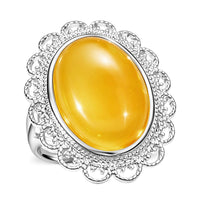 Butterscotch Amber Ring in Sterling Silver (Size 7)