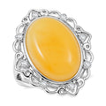 Butterscotch Amber, Simulated Diamond Ring in Sterling Silver (Size 7.0) 2.00 ctw - Sticky add to cart bar