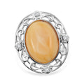 Butterscotch Amber, Simulated Diamond Ring in Sterling Silver (Size 6.0) 1.00 ctw - Sticky add to cart bar