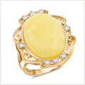 Butterscotch Amber, Simulated Diamond Ring in 14K YG Over Sterling Silver (Size 7.0) 2.00 ctw - Sticky add to cart bar