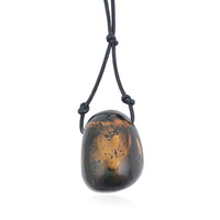 Butterscotch Amber Black Leather Necklace (32 Inches)