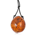 Raw Amber Black Leather Necklace - Sticky add to cart bar