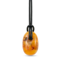 Raw Amber Leather Necklace (28 Inches)