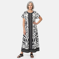 Neelam Fashions Black White Animal Maxi Dress - One Size Fits Most