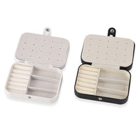 Livmore Black and White Faux Leather Set of 2 Jewelry Organizer with Button Closure