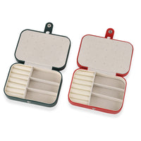 Livmore Black and White Faux Leather Set of 2 Jewelry Organizer with Button Closure