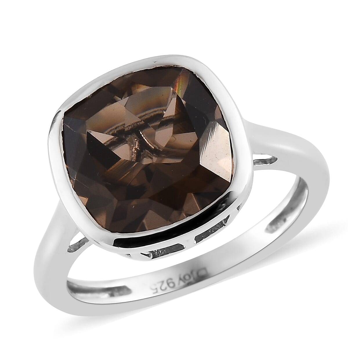 D'Joy Brazilian Smoky Quartz 4.80 ctw Ring in Platinum Over Sterling Silver