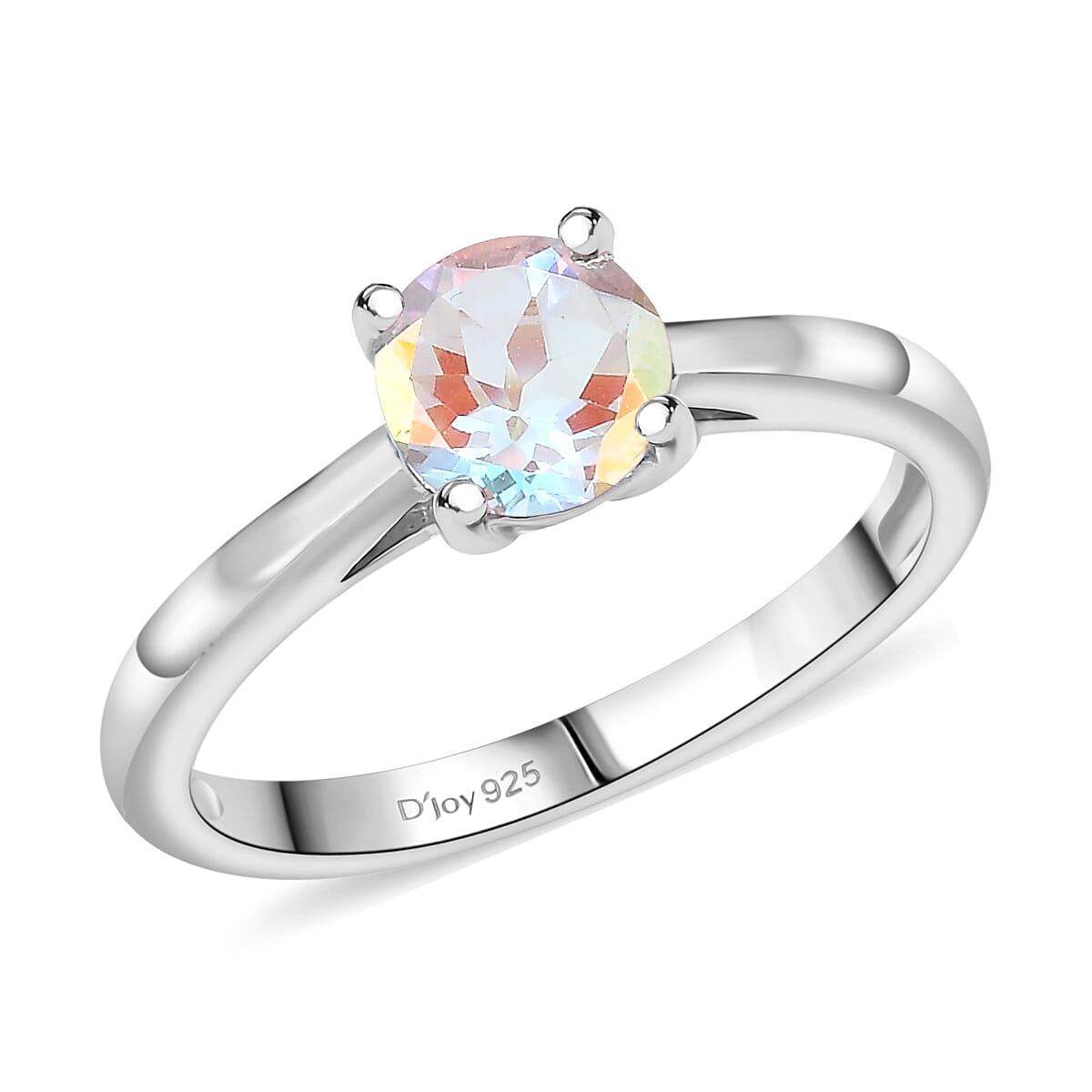 D'Joy Mercury Mystic Topaz Ring in Platinum Over Sterling Silver