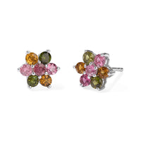 EverTrue Premium Multi-Tourmaline 1.00 ctw Earrings in Platinum Bond
