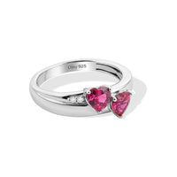 D'Joy Simulated Ruby Color Diamond and Simulated Diamond Ring in Platinum Over Sterling Silver (Size 5.0)