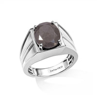 EverTrue Silver Sapphire 6.60 ctw Men''s Ring in Platinum Bond (Size 10.0)
