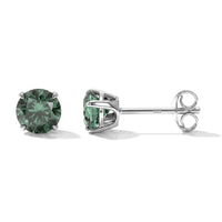 Luxuriant Lab Grown Green Diamond (IR) (SI) Earrings in Rhodium Over Sterling Silver 1.50 ctw
