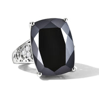 EverTrue Thai Black Spinel and White Zircon 24.30 ctw Ring in 18K YG Plated and Platinum Bond (Size 6.0)