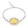Butterscotch Amber, Simulated Diamond 0.80 ctw Bracelet in Sterling Silver (6.5-7.5In) - Sticky add to cart bar