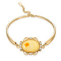 Butterscotch Amber, Simulated Diamond 0.80 ctw Bracelet in 14K YG Over Sterling Silver (6.50-7.50In) - Sticky add to cart bar