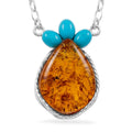 Baltic Amber, Turquoise 9.00 ctw Necklace in Sterling Silver (20 Inches) - Sticky add to cart bar