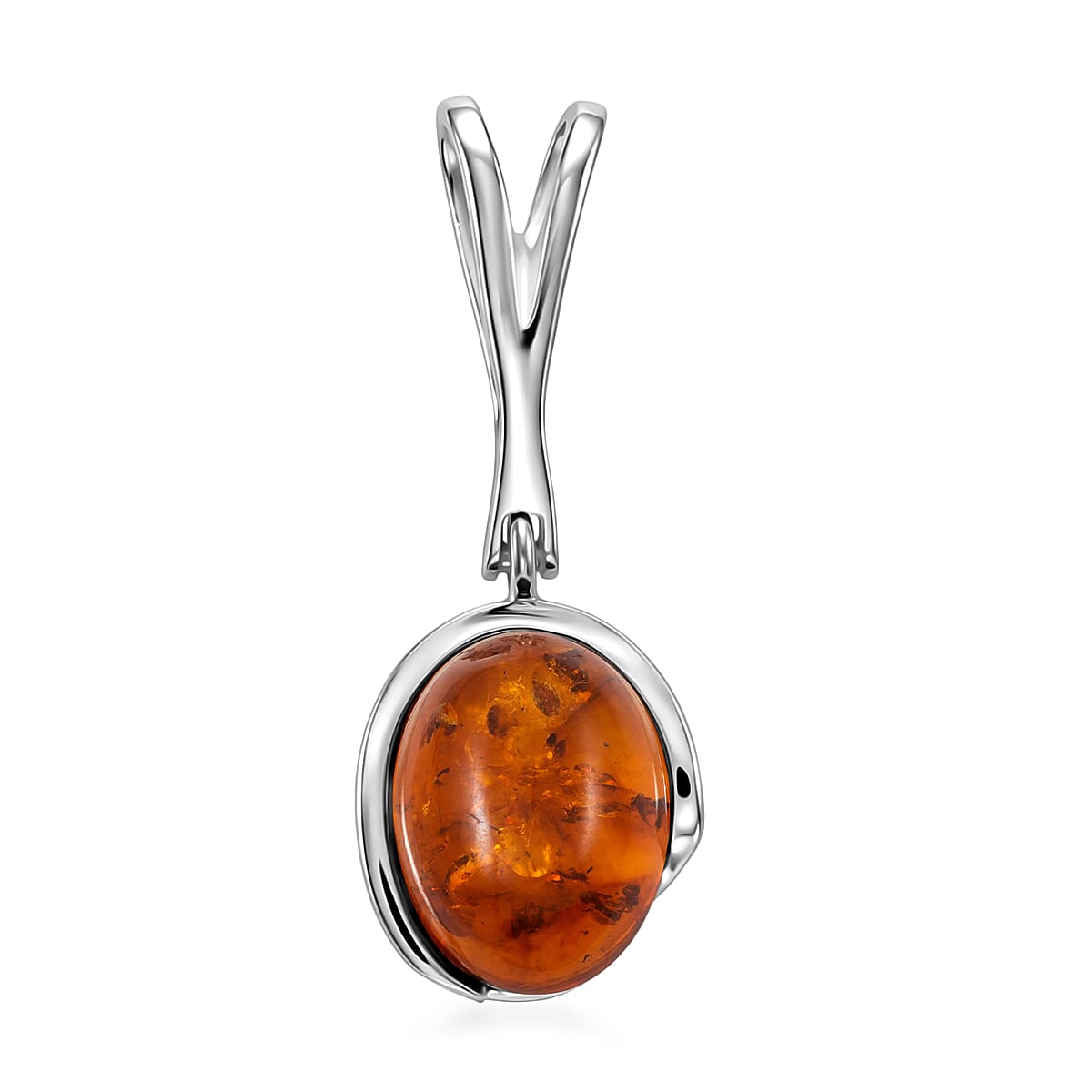 Baltic Amber Wrap Pendant without Chain in Sterling Silver