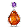 Baltic Amber, Amethyst 8.00 ctw Wrap Pendant without Chain Sterling Silver - Sticky add to cart bar