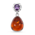 Baltic Amber, Amethyst 6.00 ctw Pendant without Chain Sterling Silver - Sticky add to cart bar