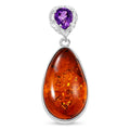 Baltic Amber and Amethyst Pendant without Chain Sterling Silver - Sticky add to cart bar