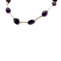 EverTrue African Amethyst 285.00 ctw Beaded Necklace in ION Plated Yellow Gold Stainless Steel 24-26 Inches